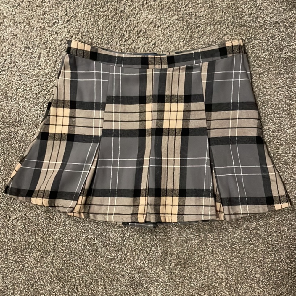 Blue plaid mini skirt NWOT